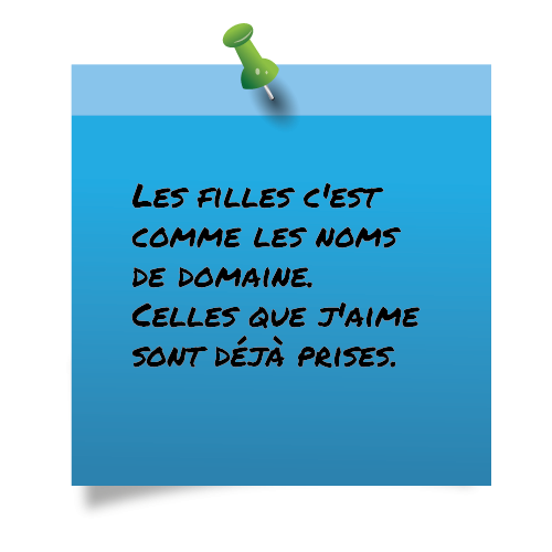 Les filles c'est comme les noms de domaine celles que j'aime sont déjà prises