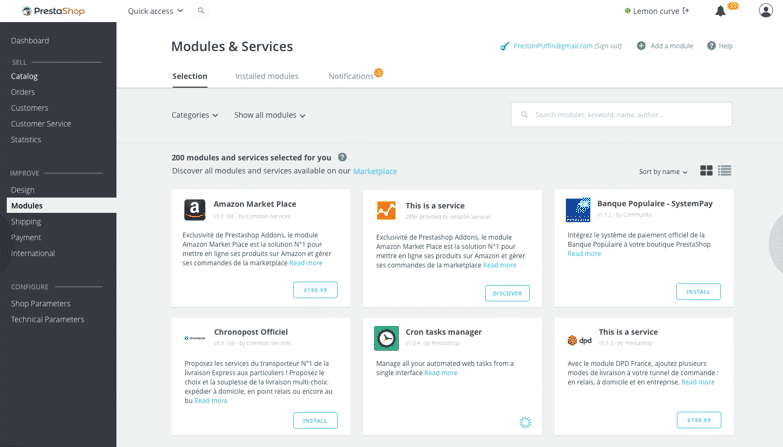 Une nouvelle page de modules