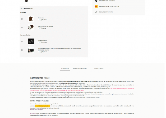 Création site ecommerce prestashop 1.7 - L'Atelier de la Botte